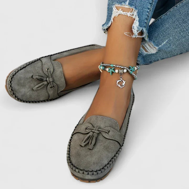 Women's Suede Bow Slip-On Loafers