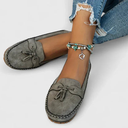 Women's Suede Bow Slip-On Loafers