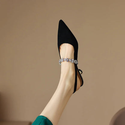 Sienna | Women's Crystal Strap Slingback Heels Pointed Toe Pumps
