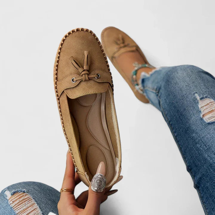Women's Suede Bow Slip-On Loafers
