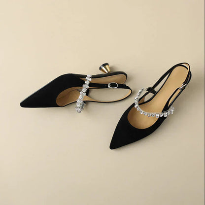 Sienna | Women's Crystal Strap Slingback Heels Pointed Toe Pumps