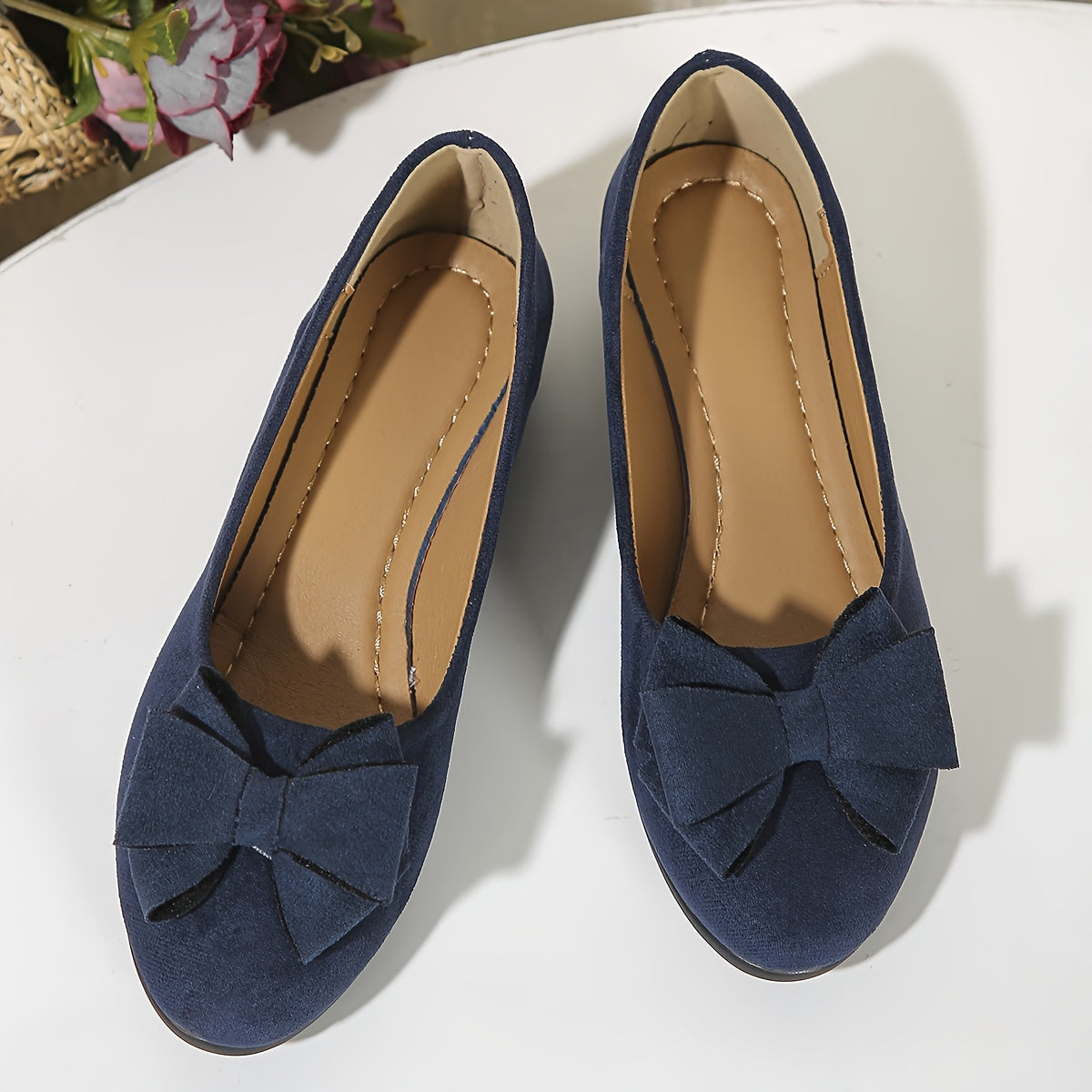 Camila | Women's Bow Detail Round Toe Ballet Flats Slip-On