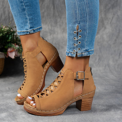 Women's Lattice Heel Adjustable Sandals