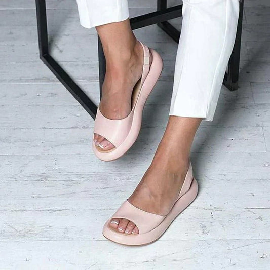 Women's Peep-Toe Slingback Flat Sandals