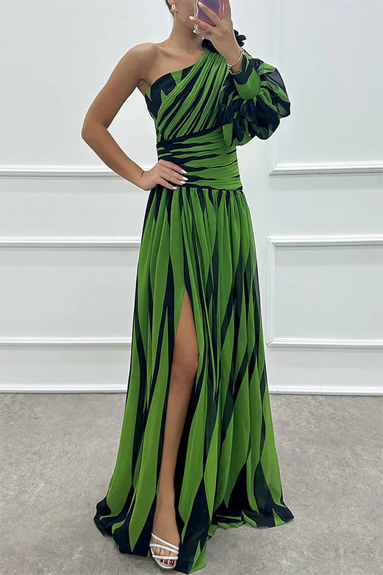 Women's Striped Wedding Guest Maxi Dress