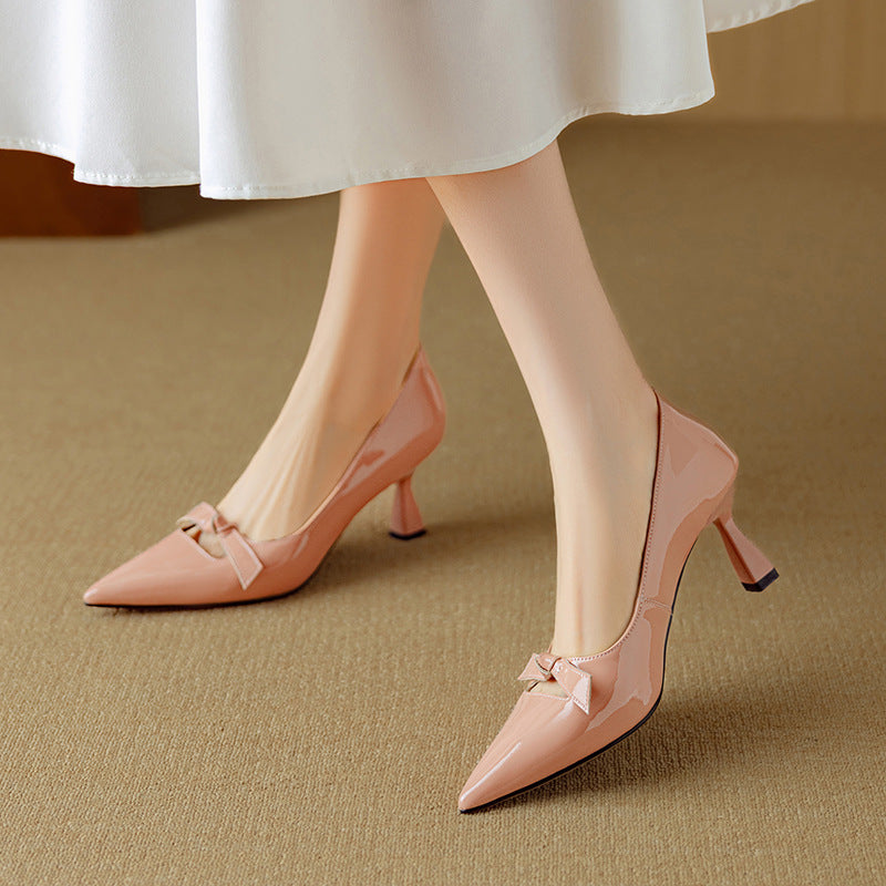 Women's Bow Pointed-Toe Kitten Heel Pumps