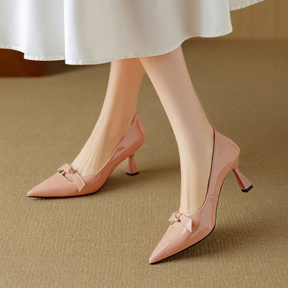 Women's Bow Pointed-Toe Kitten Heel Pumps