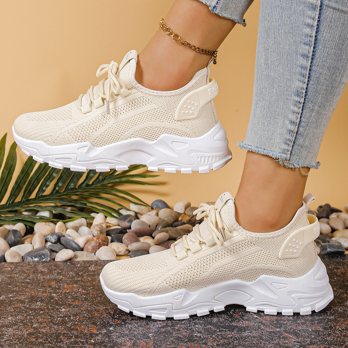 Women's Chunky Mesh Lace-Up Sneakers
