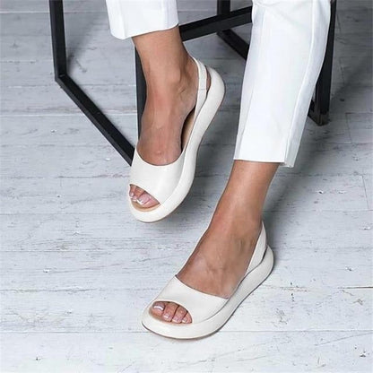 Women's Peep-Toe Slingback Flat Sandals