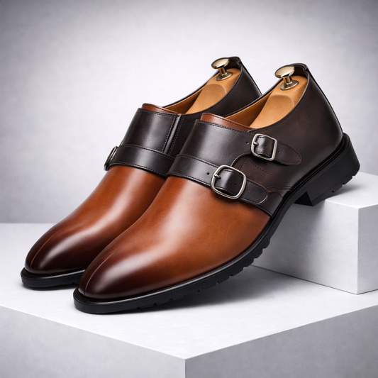 Carino Orthopedic Italian Leather Monk Strap Shoes