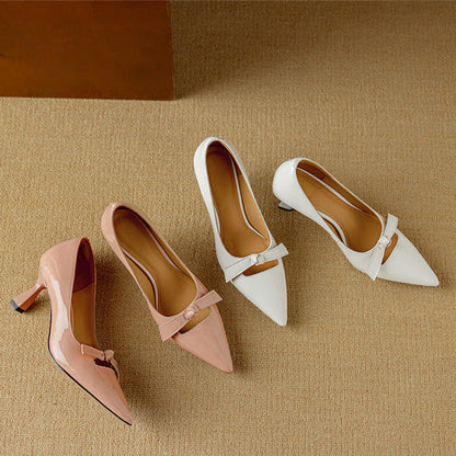 Women's Bow Pointed-Toe Kitten Heel Pumps