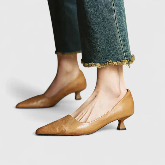 Louisa | Women's Pointed Toe Slingback Kitten Heels in Burgundy