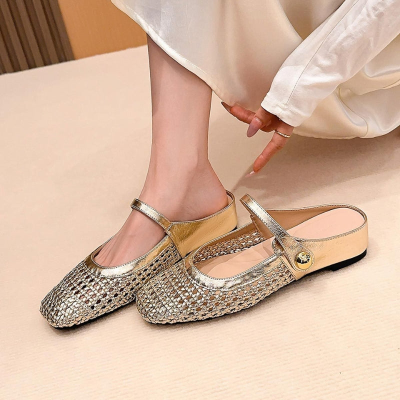 Sienna | Women's Mary Jane Mules Woven Flat Slip On Shoes