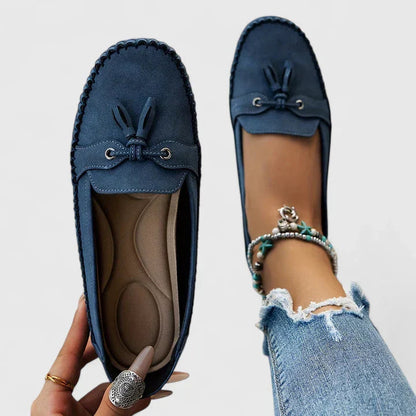 Women's Suede Bow Slip-On Loafers