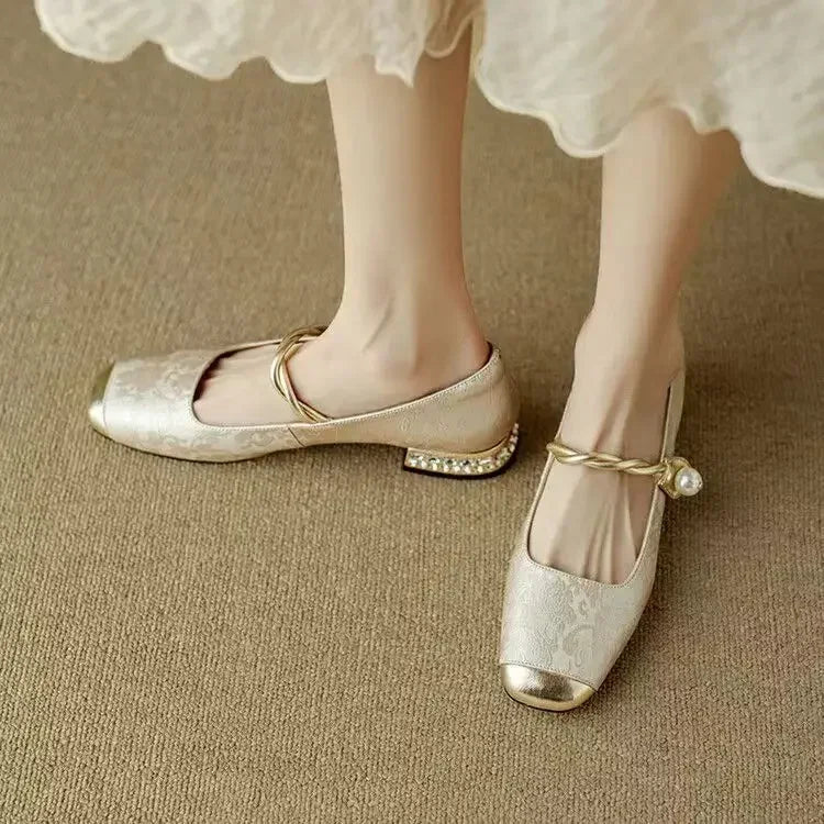 Women's Pearl Strap Mary Jane Heels