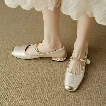 Women's Pearl Strap Mary Jane Heels