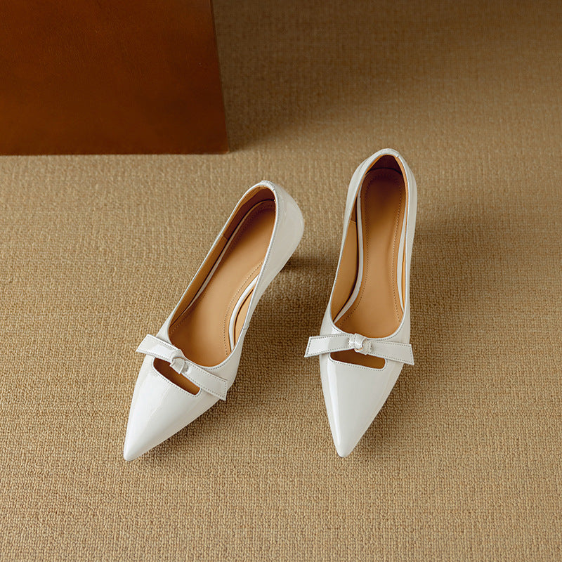 Women's Bow Pointed-Toe Kitten Heel Pumps