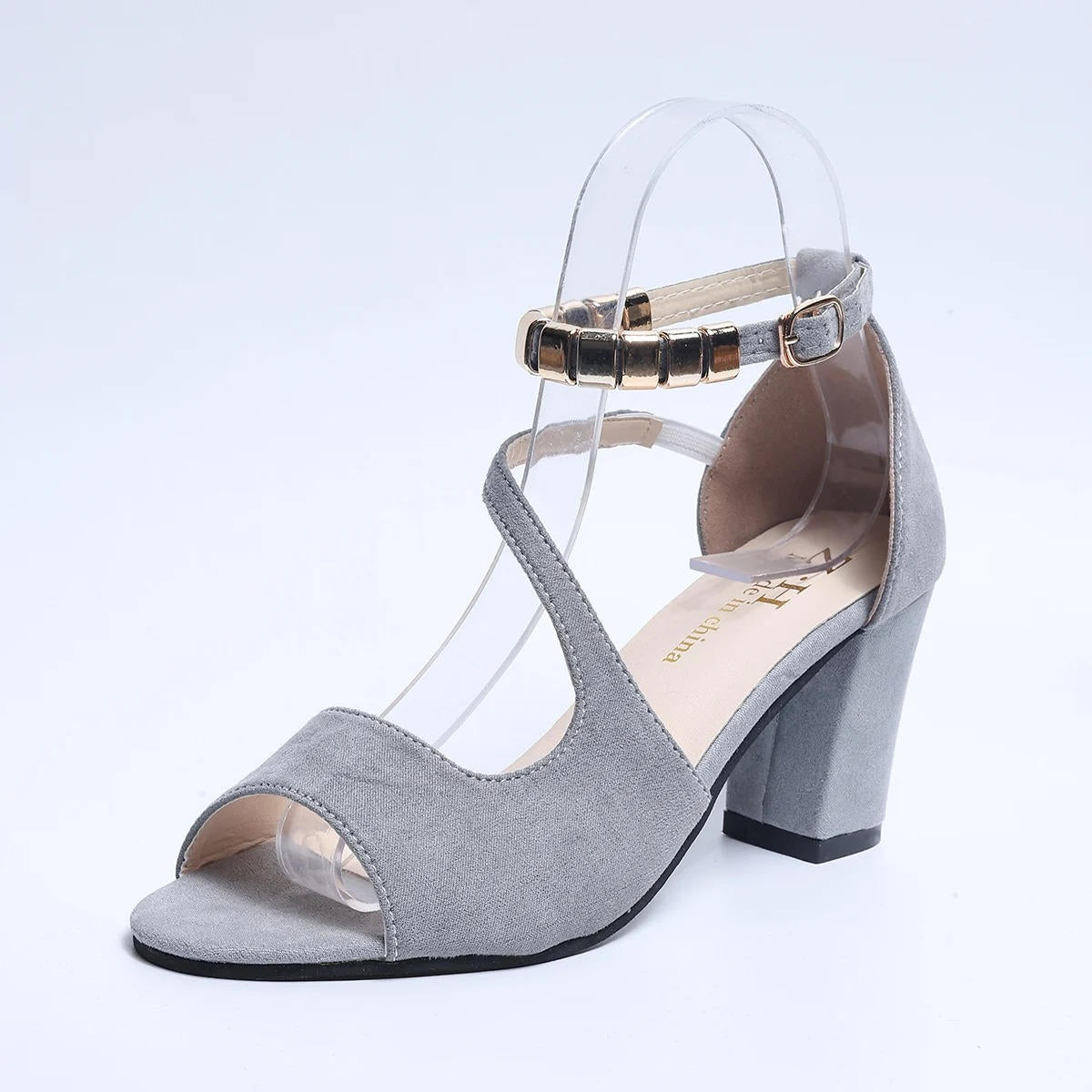 Women's Peep-Toe Block Heel Sandals with Ankle Strap