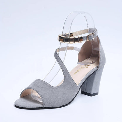 Women's Peep-Toe Block Heel Sandals with Ankle Strap