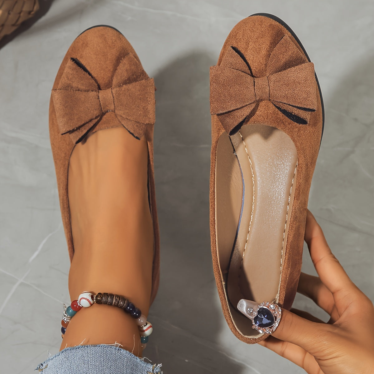 Camila | Women's Bow Detail Round Toe Ballet Flats Slip-On