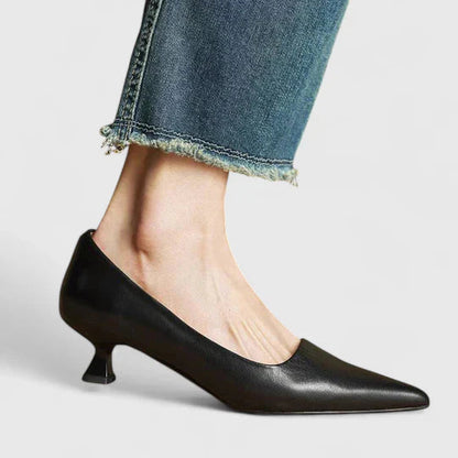 Louisa | Women's Pointed Toe Slingback Kitten Heels in Burgundy
