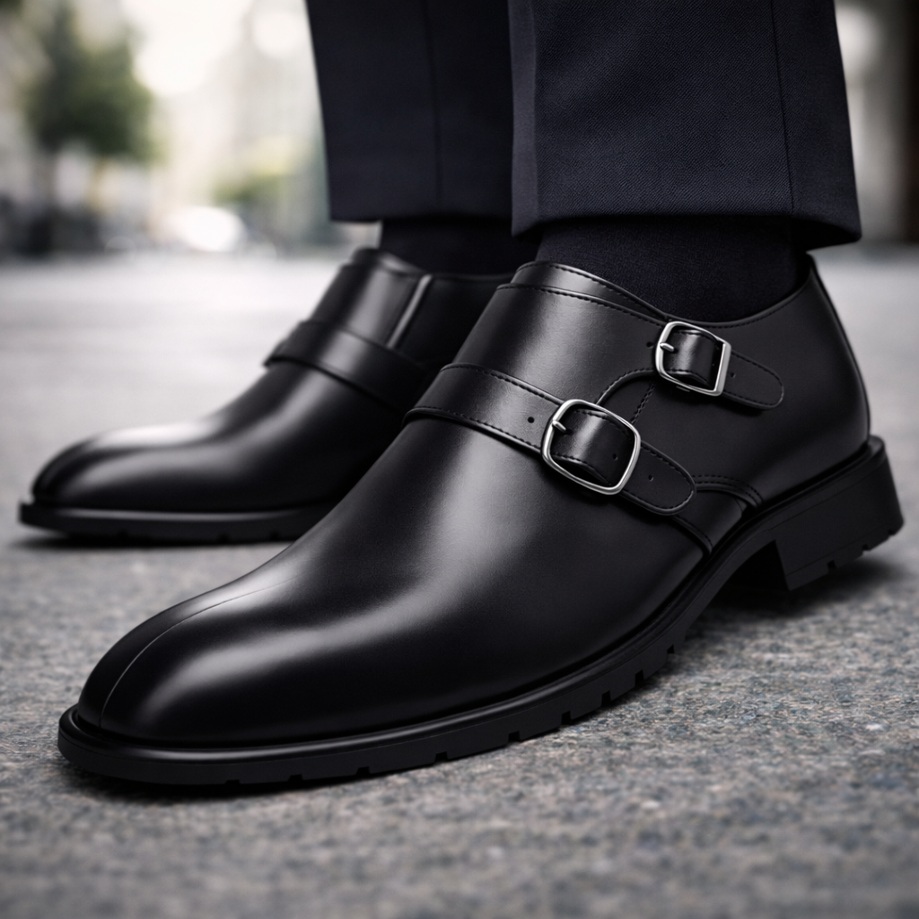 Carino Orthopedic Italian Leather Monk Strap Shoes