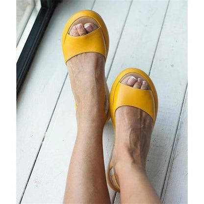 Women's Peep-Toe Slingback Flat Sandals