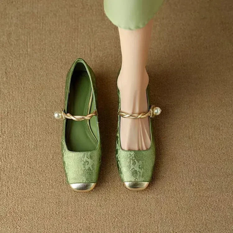Women's Pearl Strap Mary Jane Heels