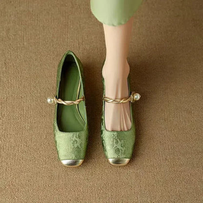 Women's Pearl Strap Mary Jane Heels