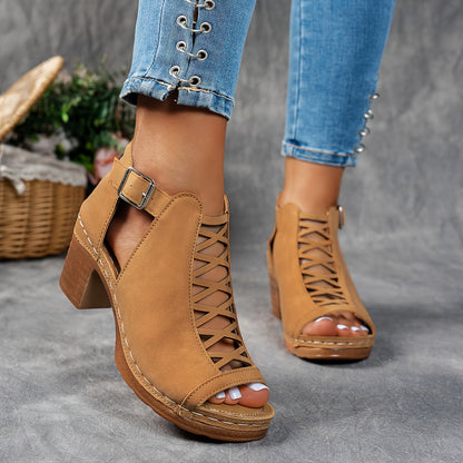 Women's Lattice Heel Adjustable Sandals