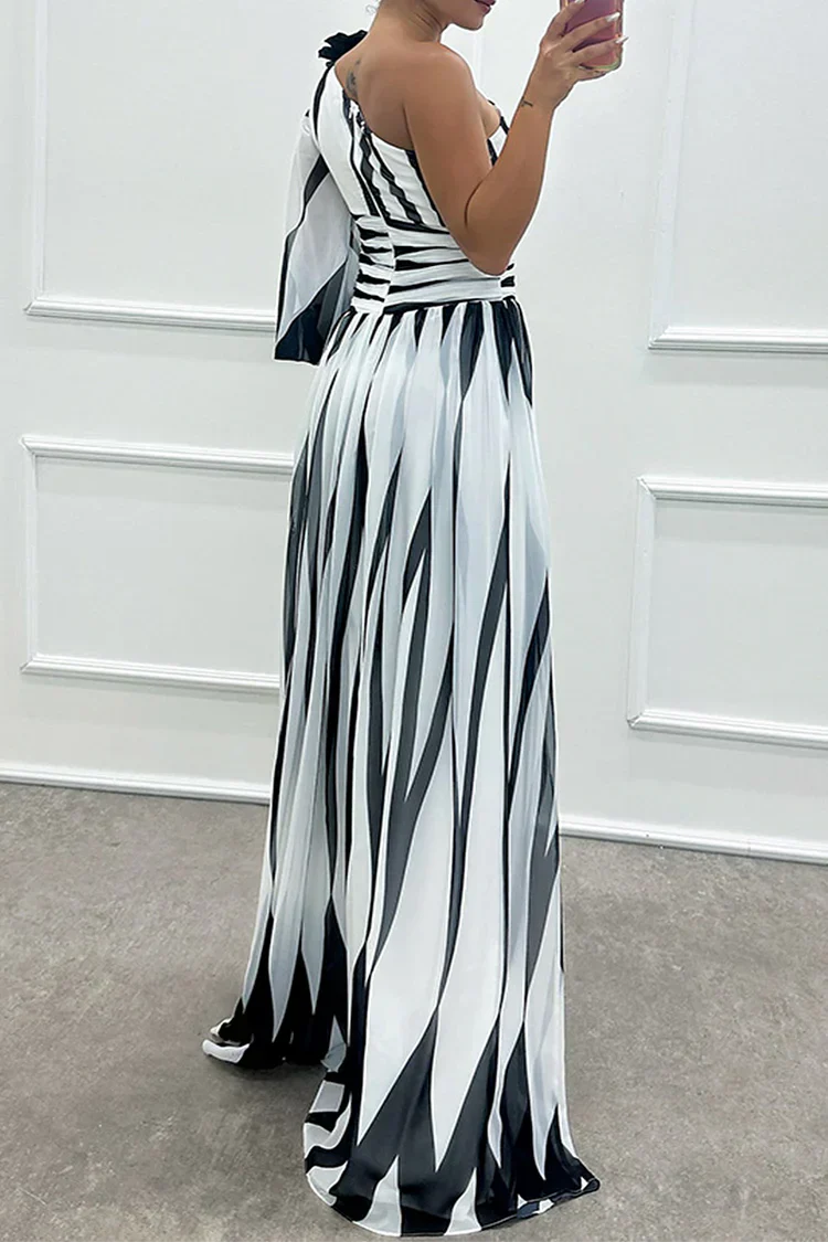 Women's Striped Wedding Guest Maxi Dress