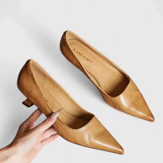 Louisa | Women's Pointed Toe Slingback Kitten Heels in Burgundy